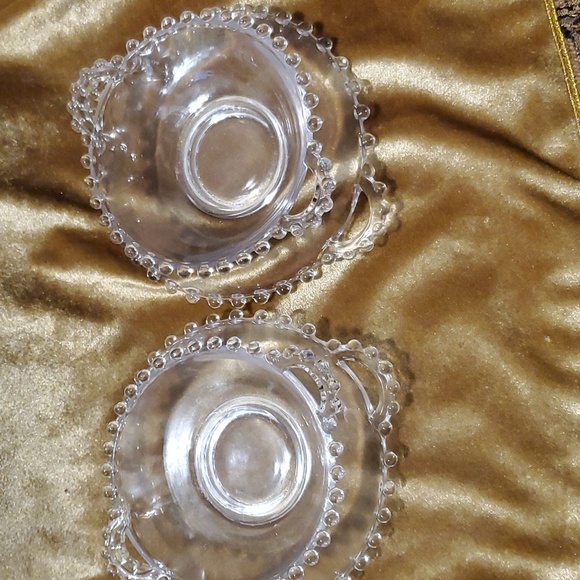 Vtg Imperial Candlewick Glass Handled Mayo/Sauce Serving Bowls Plates Sets (2) - Picture 11 of 13